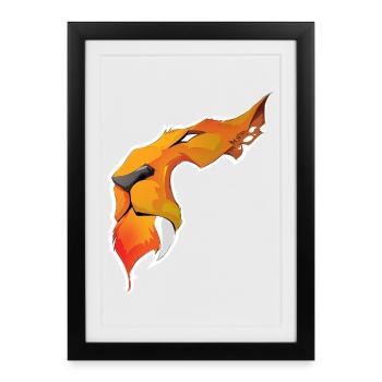 Lion flamboyant illustration vectorielle - Affiche encadrée (27 × 37 cm) - noir - Devant