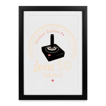 Design Badge Level 50 Retro Console - Framed poster (27 × 37 cm) - black - Front