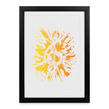 Clé de musique explosion couleurs icône logo - Affiche encadrée (27 × 37 cm) - noir - Devant