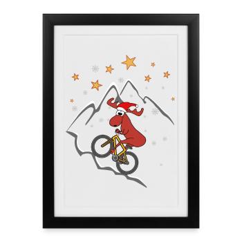 Moose MTB Noël - Affiche encadrée (27 × 37 cm) - noir - Devant