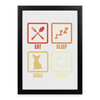 Routine quotidienne pour les propriétaires de chiens - Affiche encadrée (27 × 37 cm) - noir - Devant