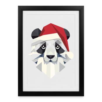 Merry Christmas Panda in Modern Style - Framed poster (27 × 37 cm) - black - Front