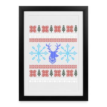 Pixel Christmas Pattern - Framed poster (27 × 37 cm) - black - Front