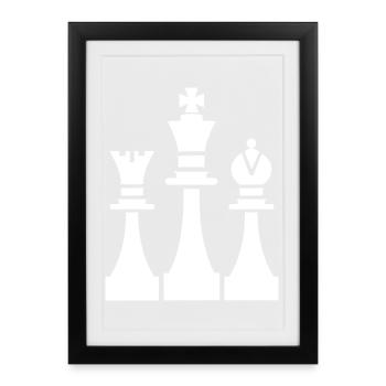 Chess Pieces Drawing - Framed poster (27 × 37 cm) - black - Front