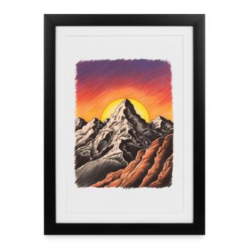 Mountain Sunset - Framed poster (27 × 37 cm) - black - Front