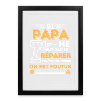 Papa meilleur réparateur bricoleur - Affiche encadrée (27 × 37 cm) - noir - Devant