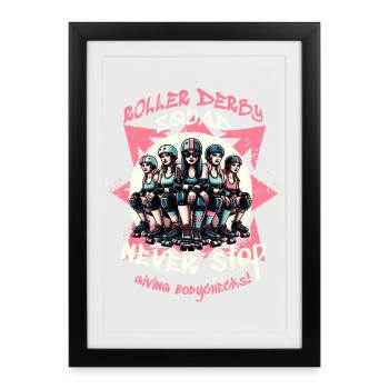 Équipe de roller derby - Affiche encadrée (27 × 37 cm) - noir - Devant