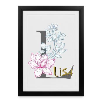 Letter Initial: Lisa - Framed poster (27 × 37 cm) - black - Front