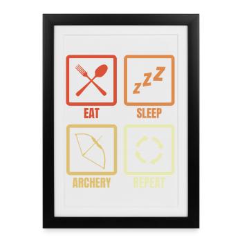 Eat Sleep Archery Repeat - Framed poster (27 × 37 cm) - black - Front