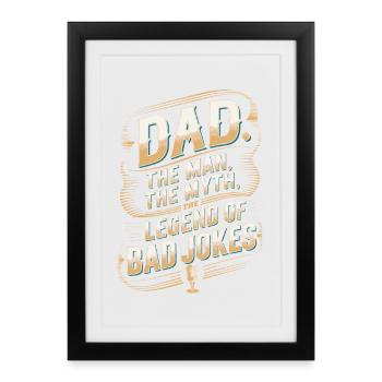 Dad: Legend of Bad Jokes - Funny Father's Day Gift - Affiche encadrée (27 × 37 cm) - noir - Devant