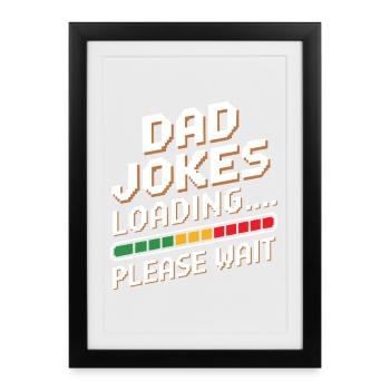 Dad Jokes Loading - Pixel Retro Humor Father Gift - Affiche encadrée (27 × 37 cm) - noir - Devant