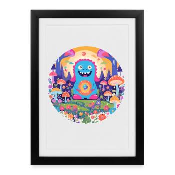 Cute and funny cuddle monster kids - Framed poster (27 × 37 cm) - black - Front