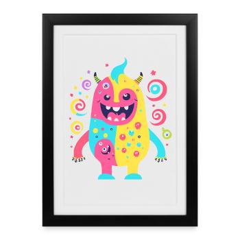 Cute and funny cuddle monster kids - Framed poster (27 × 37 cm) - black - Front