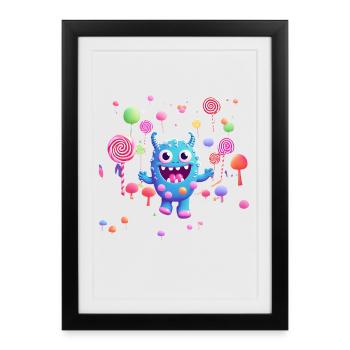 Cute and funny cuddle monster kids - Framed poster (27 × 37 cm) - black - Front
