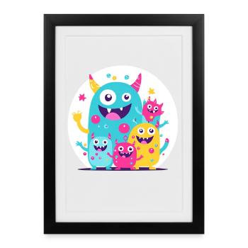 Cute and funny cuddle monster kids - Framed poster (27 × 37 cm) - black - Front