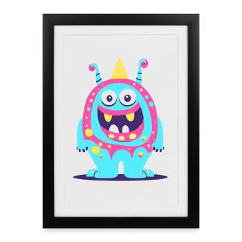 Cute and funny cuddle monster kids - Framed poster (27 × 37 cm) - black - Front
