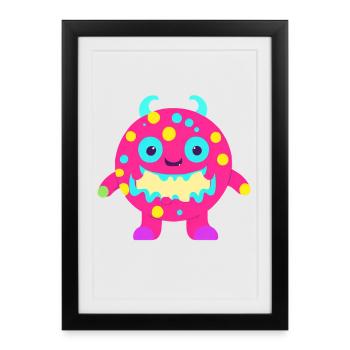 Cute and funny cuddle monster kids - Framed poster (27 × 37 cm) - black - Front