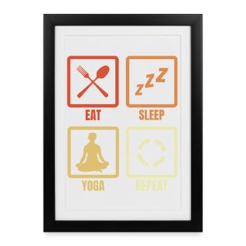 Manger dormir Yoga Répéter - Affiche encadrée (27 × 37 cm) - noir - Devant
