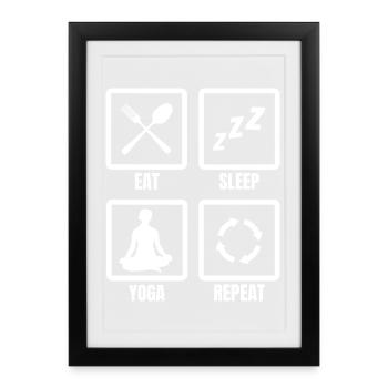 Manger dormir Yoga Répéter - Affiche encadrée (27 × 37 cm) - noir - Devant
