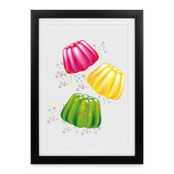 Plats colorés des dieux motif de dessert au charme rétro - Affiche encadrée (27 × 37 cm) - noir - Devant