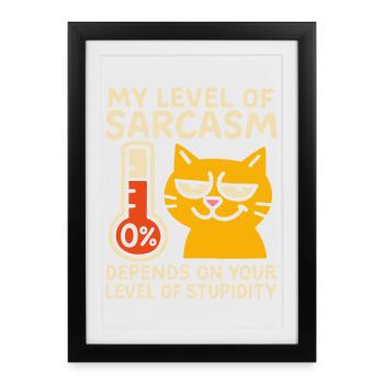 Sassy Cat Sarcasm Graphic Tee - Framed poster (27 × 37 cm) - black - Front