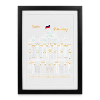 Saint Petersburg, Hermitage, Drawing Russia - Framed poster (27 × 37 cm) - black - Front
