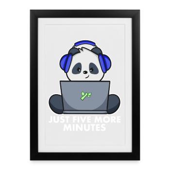 Gaming Panda Only 5 minutes left - Framed poster (27 × 37 cm) - black - Front