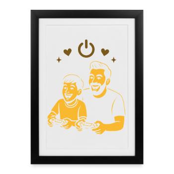 Dad & Kid Gaming - Retro Gamer Vibes - Framed poster (27 × 37 cm) - black - Front