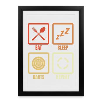 Eat Sleep Darts Repeat - Framed poster (27 × 37 cm) - black - Front