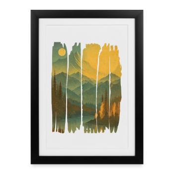 Paysage Montagneux Crépuscule Nature - Affiche encadrée (27 × 37 cm) - noir - Devant