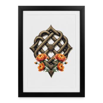 Celtic art and floral splendor in warm tones. - Framed poster (27 × 37 cm) - black - Front