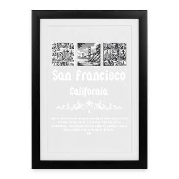 T-shirt San Francisco, California City Spirit - Affiche encadrée (27 × 37 cm) - noir - Devant