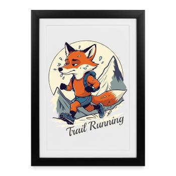 Trailrunning - Gerahmtes Poster (27 × 37 cm) - Schwarz - Vorne