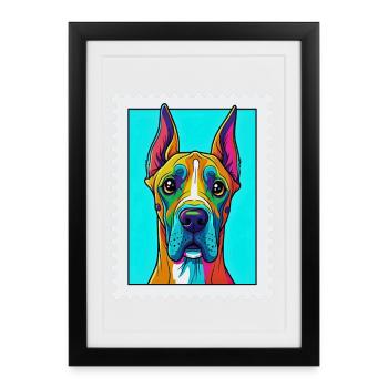 Colorful dog in pop art style - Framed poster (27 × 37 cm) - black - Front