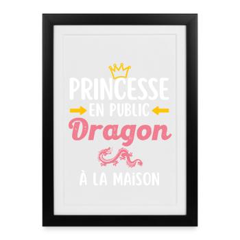 Princess in public and dragon at home - Framed poster (27 × 37 cm) - black - Front