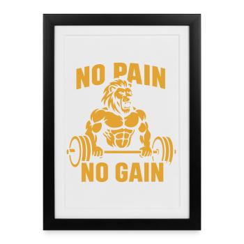 Lion avec design motivant avec haltères - Affiche encadrée (27 × 37 cm) - noir - Devant