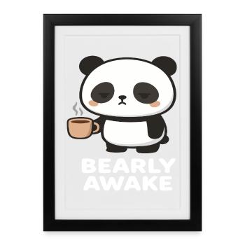 Panda - Bearly awake - Framed poster (27 × 37 cm) - black - Front