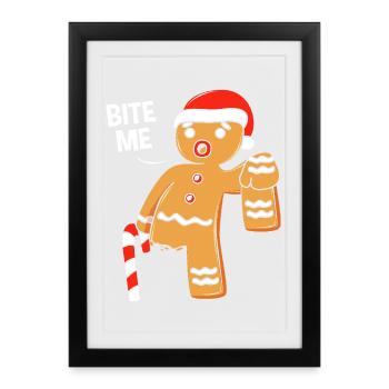 Bonhomme en pain d'épice de Noël Lebkuchen en pain d'épice - Affiche encadrée (27 × 37 cm) - noir - Devant