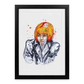 Illustration timide aquarelle carographique - Affiche encadrée (27 × 37 cm) - noir - Devant