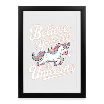 Inspirational Unicorn and Confidence Design - Framed poster (27 × 37 cm) - black - Front