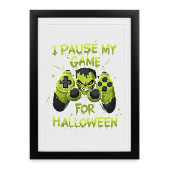 Gamepad Gamer Halloween Zombie Gamer fait une pause - Affiche encadrée (27 × 37 cm) - noir - Devant