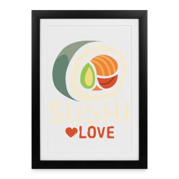 Sushi Love – Funny Foodie Heart Design - Framed poster (27 × 37 cm) - black - Front