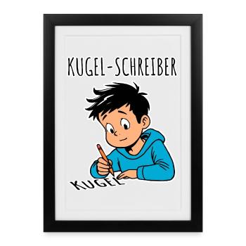 Stylo à bille - quelqu’un qui écrit au stylo à bille - Affiche encadrée (27 × 37 cm) - noir - Devant