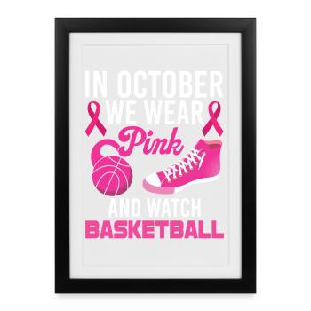 Octobre Rose Basket Rose - Affiche encadrée (27 × 37 cm) - noir - Devant