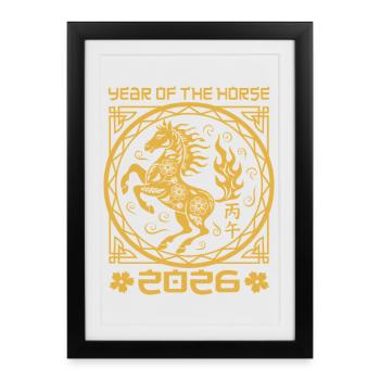Chinese New Year Year of the Fire Horse 2026 - Framed poster (27 × 37 cm) - black - Front