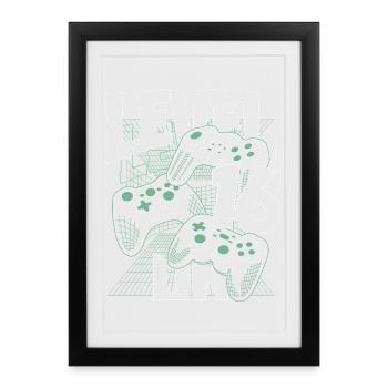 Level Up Retro Controller Graphic 16e anniversaire - Affiche encadrée (27 × 37 cm) - noir - Devant