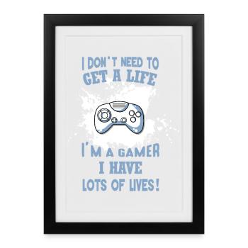 Gamer humor: full of lives - Framed poster (27 × 37 cm) - black - Front