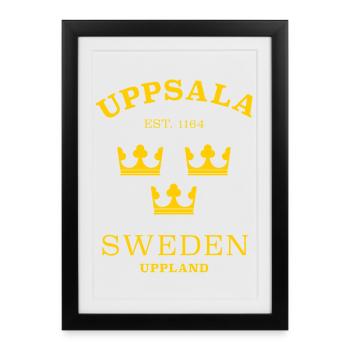Uppsala, Suède, Suède - Affiche encadrée (27 × 37 cm) - noir - Devant
