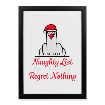 On the naughty list and I regret nothing Böse Möwe - Framed poster (27 × 37 cm) - black - Front