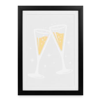 Sektglas Prosecco Sekt Alkohol Prost - Affiche encadrée (27 × 37 cm) - noir - Devant